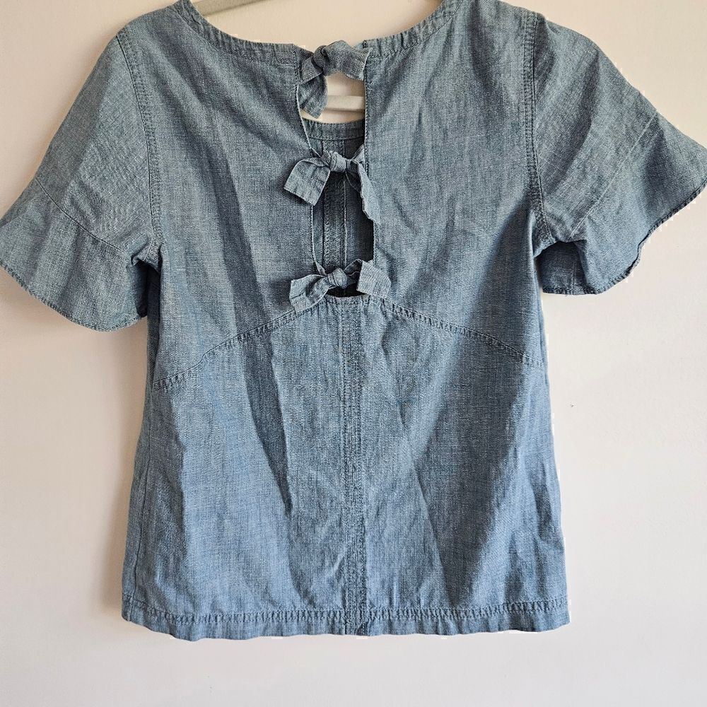 Madewell Chambray Tie-Back Top XXS - Picture 8 of 9